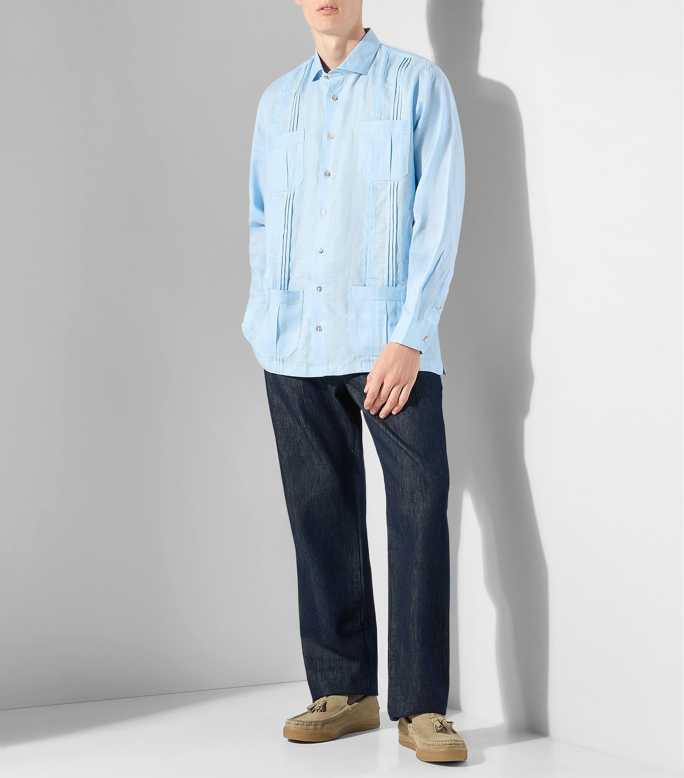 Sobrecamisa lisa manga larga Hombre